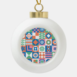 Abstract bloemenScandinavisch volkspatroon Keramische Bal Ornament