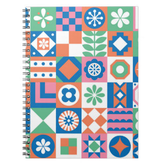 Abstract bloemenScandinavisch volkspatroon Notitieboek