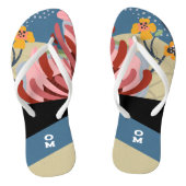 Abstract Bloemgestreept Monogram Teenslippers (Voetbed)