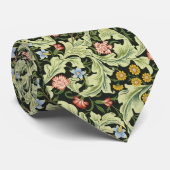 Abstract bloemig en bladeren  groen patroon stropdas (Opgerold)