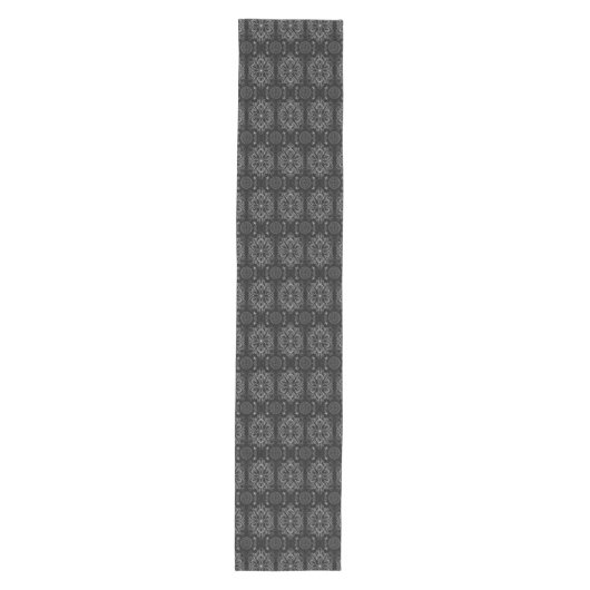 Abstract bloemig zwart en grijs medium tafelloper (Voorkant)