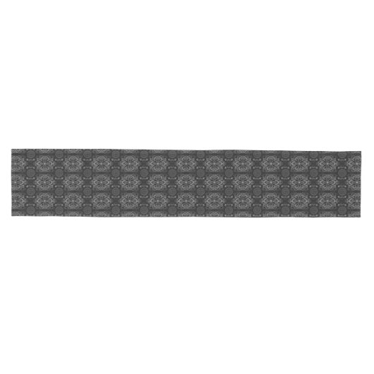 Abstract bloemig zwart en grijs medium tafelloper (Horizontaal)