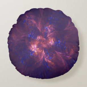 Abstract bloemlicht Paarse en blauwe patronen mix Rond Kussen
