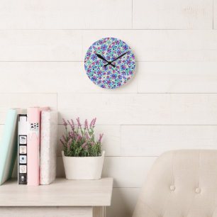 Abstract Bloemmotief - Acrylen Wandklok Ronde Klok