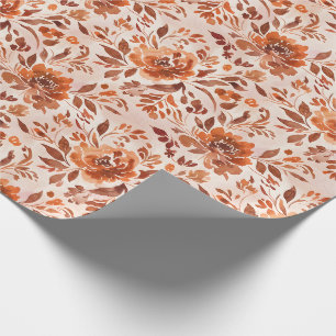 Abstract Bloemmotief Aquarelpatroon Herfstkleuren Cadeaupapier