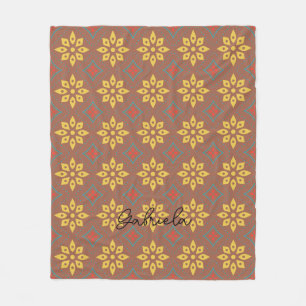 Abstract bloemmotief met geometrische accenten fleece deken