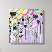 Abstract bloemmotief met geometrische achtergrond canvas afdruk (Voorkant)