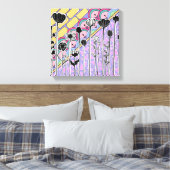 Abstract bloemmotief met geometrische achtergrond canvas afdruk (Insitu (Slaapkamer))