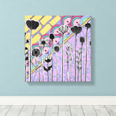 Abstract bloemmotief met geometrische achtergrond canvas afdruk (Insitu (Houten vloer))