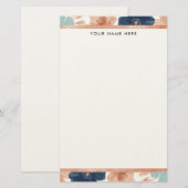Abstract bloemmotief met roze gouden rand briefpapier (Voorkant / Achterkant)