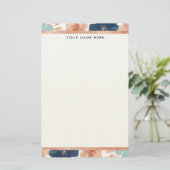 Abstract bloemmotief met roze gouden rand briefpapier (Staand voorkant)