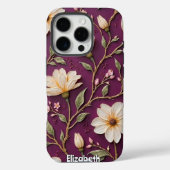 Abstract bloemmotief op Paarse Case-Mate iPhone Case (Achterkant)