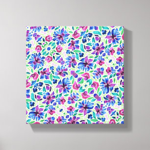 Abstract Bloemmotief - Opgespannen Canvasprint Canvas Afdruk