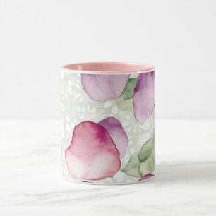 Abstract bloemmotief roze, lavendel, groene koffie mok
