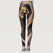 Abstract bloemmotief, stippen van polka, wijnstokk leggings (Voorkant)