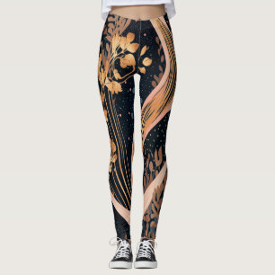 Abstract bloemmotief, stippen van polka, wijnstokk leggings