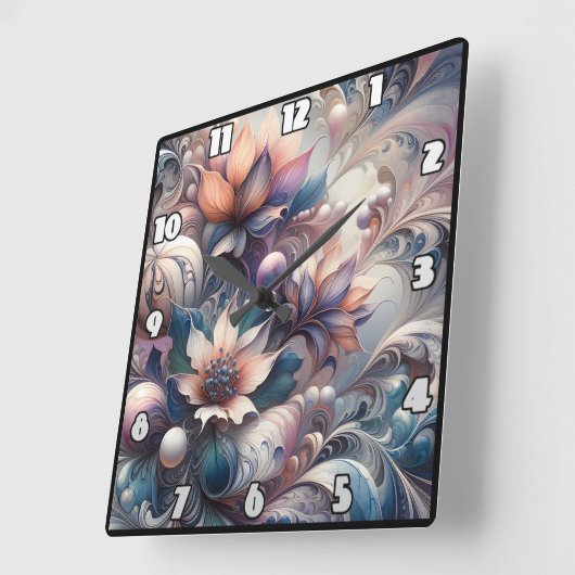 Abstract bloemontwerp met wervelingen en parels vierkante klok (Hoek)