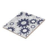 Abstract bloempatroon, blauw van de marine, wit, g tegeltje (Zijkant)