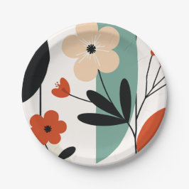 Abstract bloempatroon papieren bordje