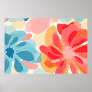 Abstract bloemschilderij poster