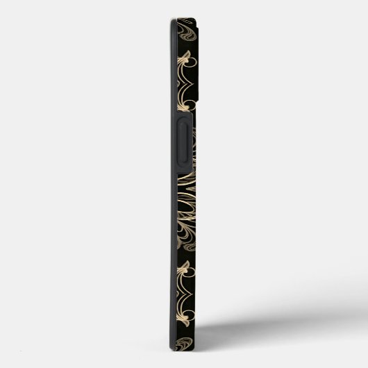 Abstract bloemzwart en goud Case-Mate iPhone case (Achterkant / Rechts)