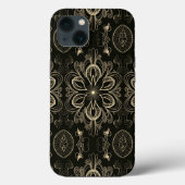 Abstract bloemzwart en goud Case-Mate iPhone case (Achterkant)