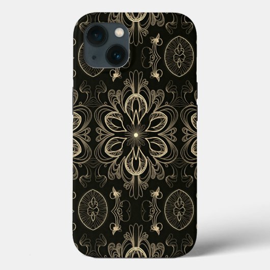 Abstract bloemzwart en goud Case-Mate iPhone case (Achterkant)