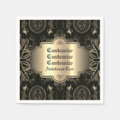 Abstract bloemzwart en goud servet (Voorkant)