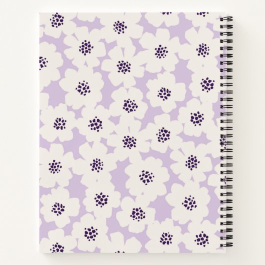 Abstract blokvormig bloemenlavendelmonogram notitieboek (Achterkant)