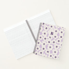 Abstract blokvormig bloemenlavendelmonogram notitieboek
