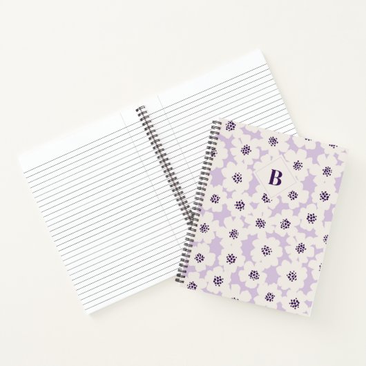 Abstract blokvormig bloemenlavendelmonogram notitieboek (Binnen)