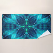 Abstract Bloom Aqua en Blauw Fractal Design Badhanddoek (Badhanddoek)