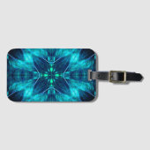 Abstract Bloom Aqua en Blauw Fractal Design Bagagelabel (Voorkant (horizontaal))