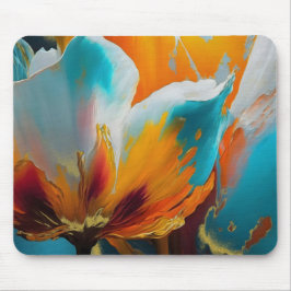 Abstract Bloom in Orange and Teal Muismat
