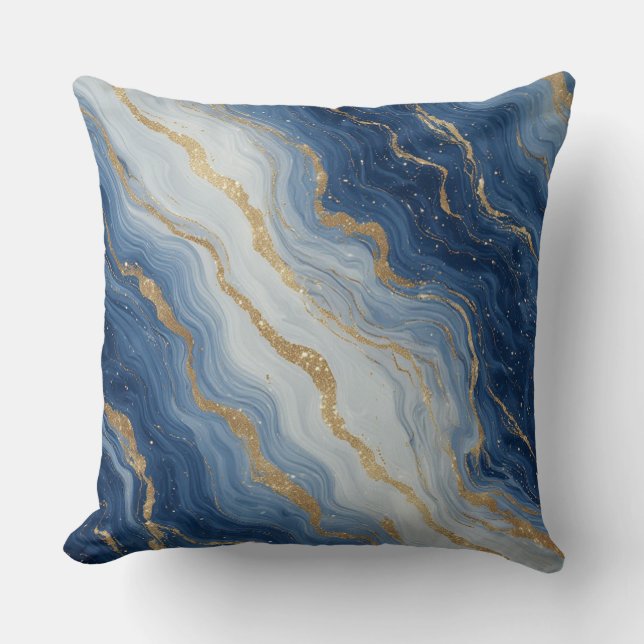 Abstract Blue And Gold Marble Texture Kussen (Voorkant)