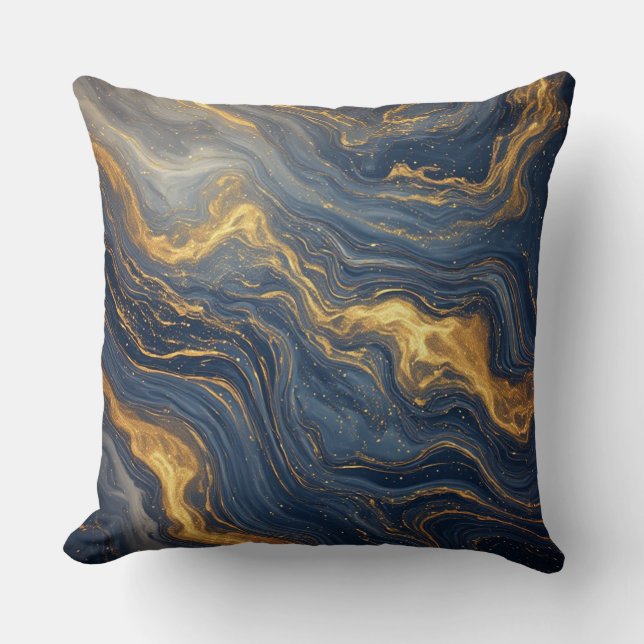 Abstract Blue And Gold Marble Texture Kussen (Voorkant)
