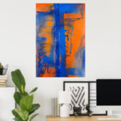 Abstract Blue and Orange Wall Art Poster (Thuiskantoor)
