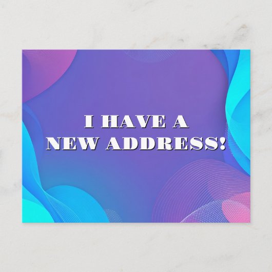 Abstract Blue and Pink Waves New Address Briefkaart (Voorkant)