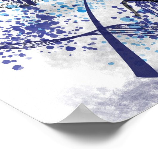 Abstract Blue Black Brushstrokes Splashes Wall Art Poster (Hoek)