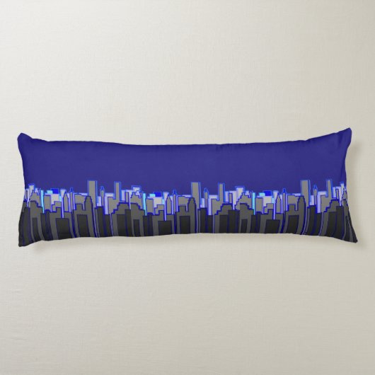 Abstract Blue City Skyline Art Lichaamskussen (Achterkant)