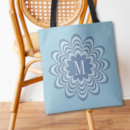 Abstract Blue Flower Custom Monogram Initiaal Draagtas