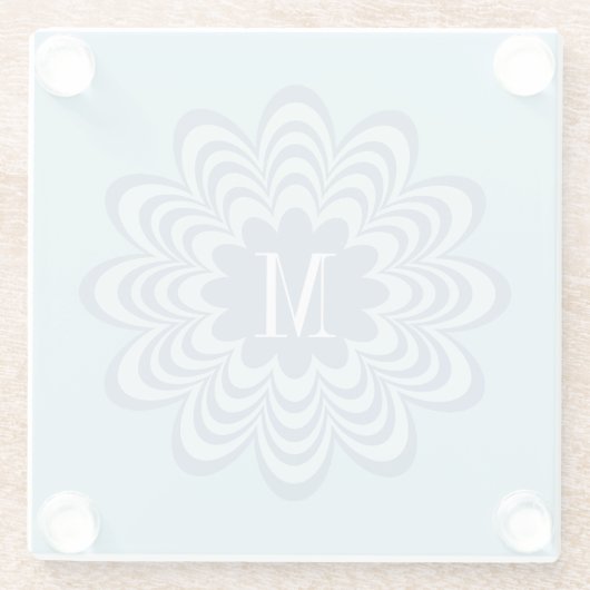 Abstract Blue Flower Custom Monogram Initiaal Glazen Onderzetter (Achterkant)
