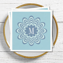 Abstract Blue Flower Custom Monogram Initiaal Servet