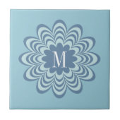 Abstract Blue Flower Custom Monogram Initiaal Tegeltje (Voorkant)