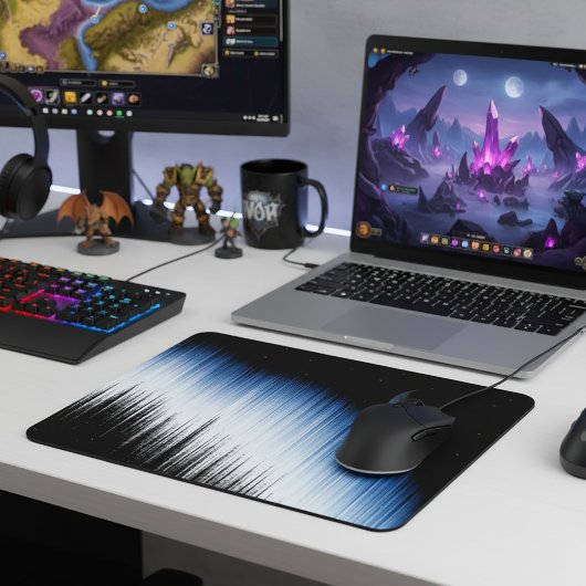 Abstract Blue Glitch Art Crescent Moon Night Sky Muismat