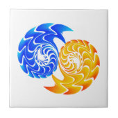Abstract Blue Gold Yin Yang FishBalance Tegeltje (Voorkant)