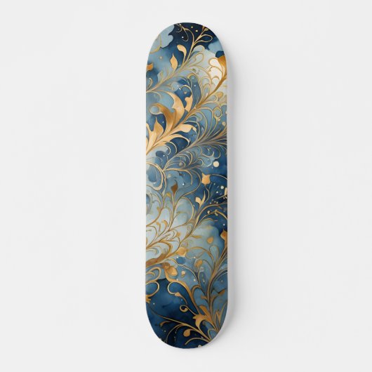 Abstract Blue Golden Skateboard (Voorkant)