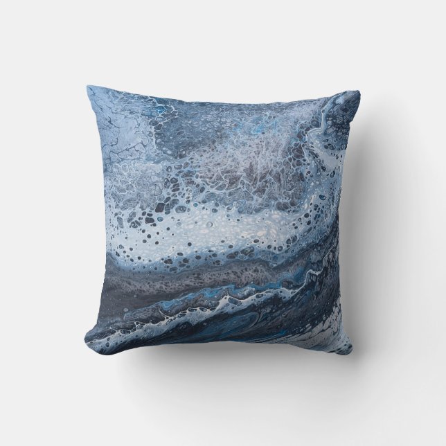 Abstract Blue & Gray Ocean Drift  Kussen (Voorkant)