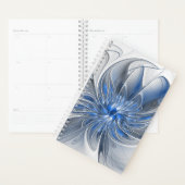 Abstract Blue Gray Watercolor Fractal Art Flower Planner (Display)