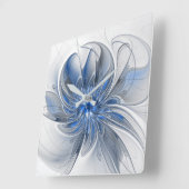 Abstract Blue Gray Watercolor Fractal Art Flower Vierkante Klok (Hoek)